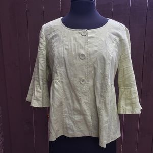 Cropped Bell Sleeve Swing Jacket Yellowish-Green